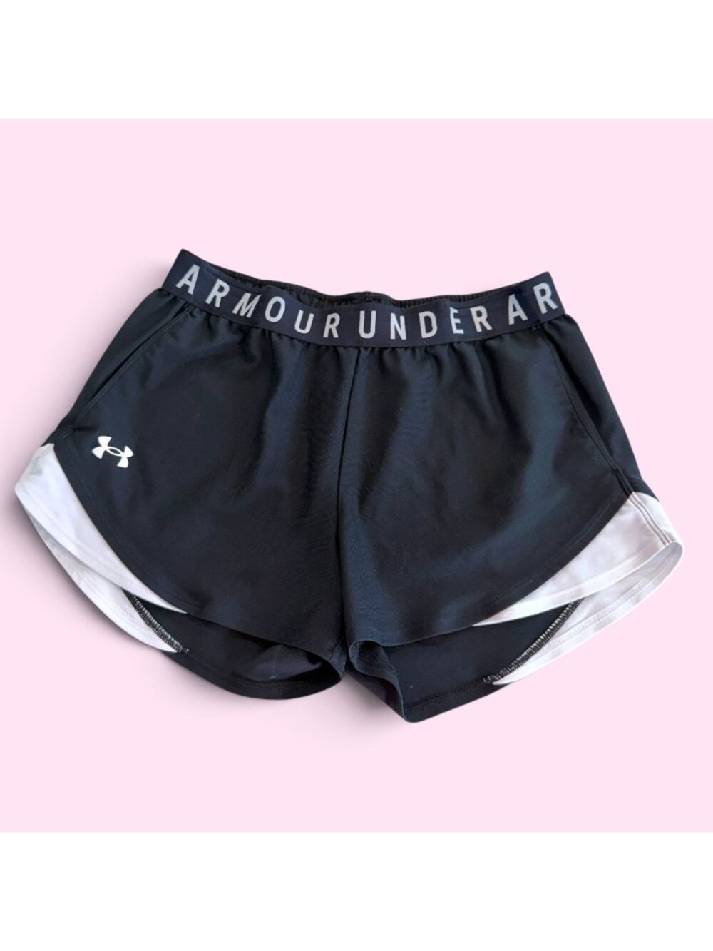 Under Armour Heatgear Loose Athletic Shorts Womens Medium Black White